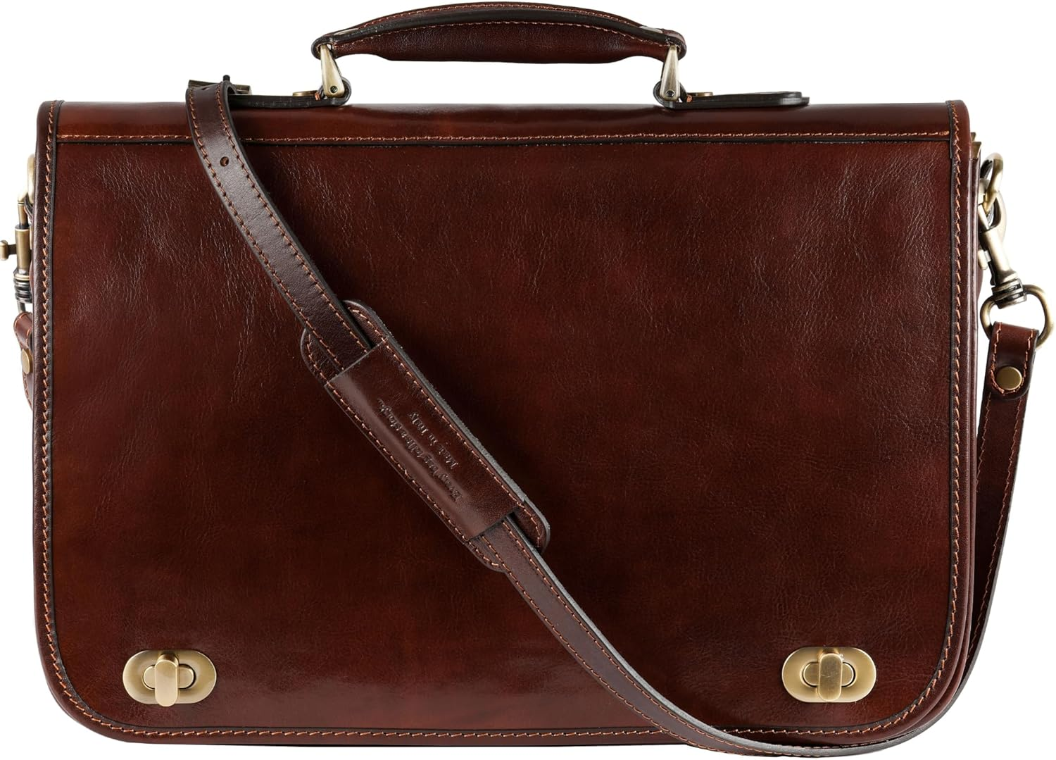 Leather Briefcase for Men - Italian Full Grain Leather Laptop Bag - Messenger Ba