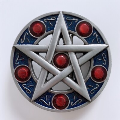 Cross Star Circle Totem Round Enamel Metal Belt Buckle