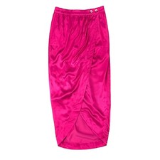 Maeve Tulip Satin Skirt Women 2 Anthropologie Pink Front Split Button Front Wrap