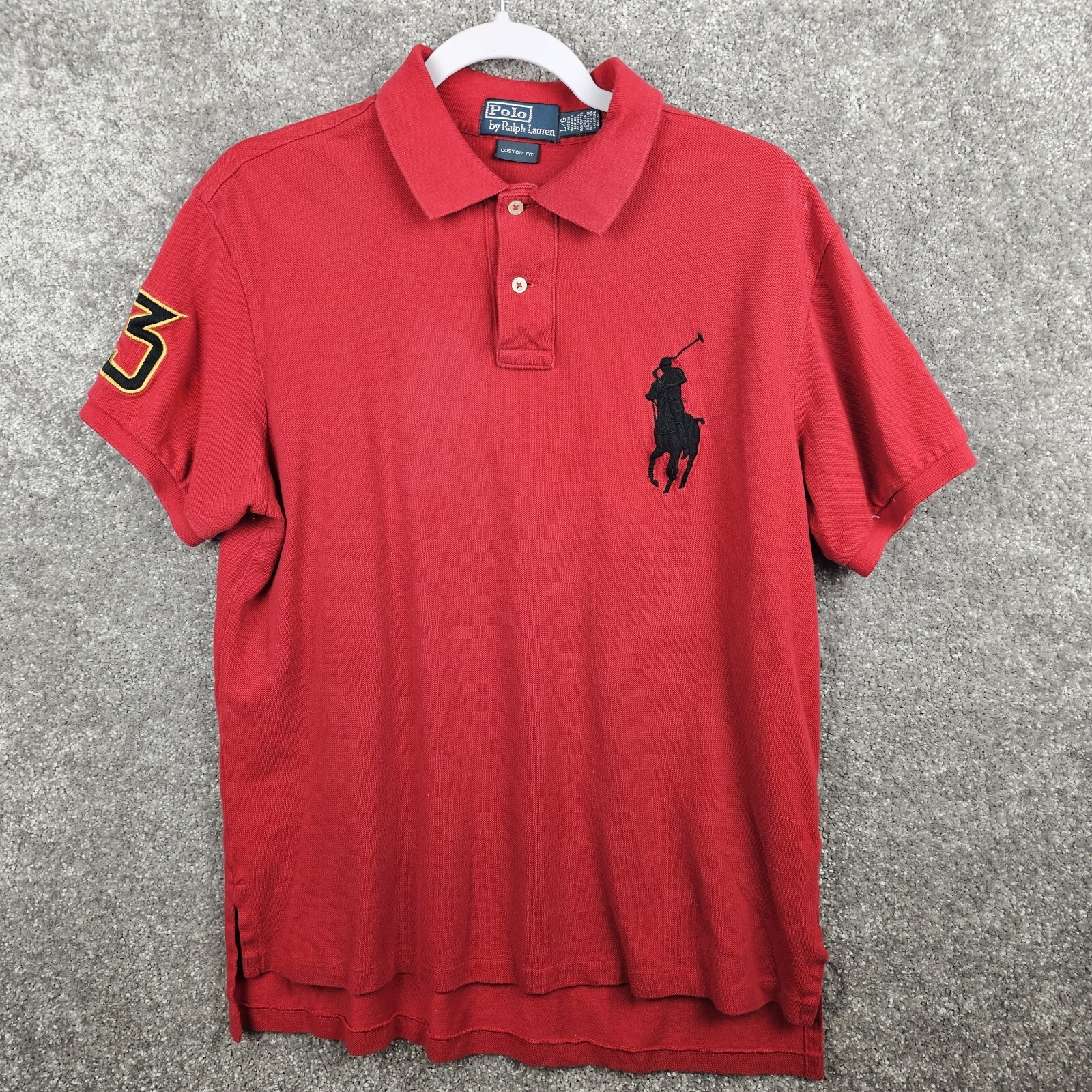 Polo Ralph Lauren #3 Camicia Uomo Large Rossa Grande Pony Maniche Corta Golf