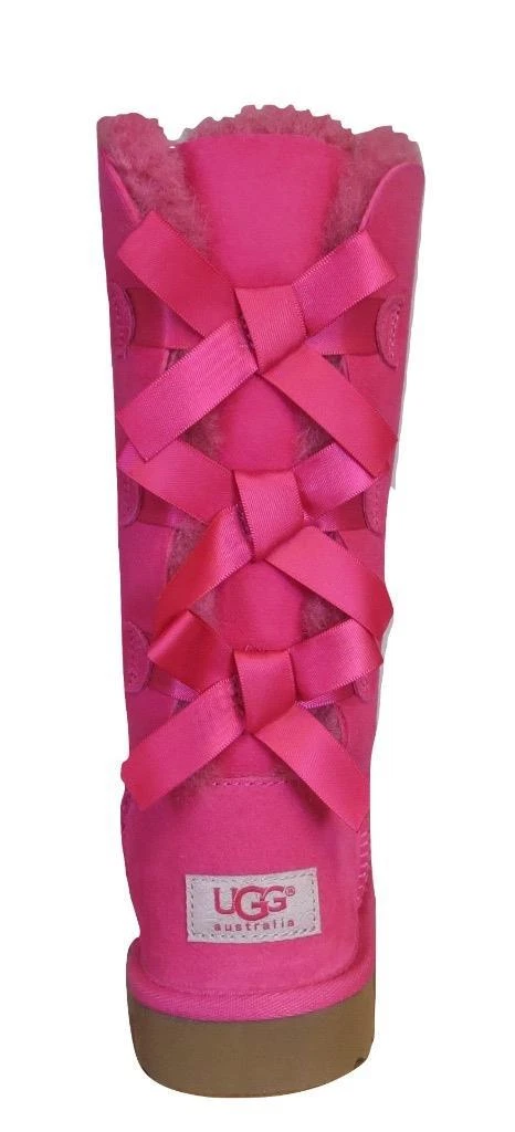 New NIB Ugg Classic Bailey Bow Tall Cerise Pink Youth Girls Boots