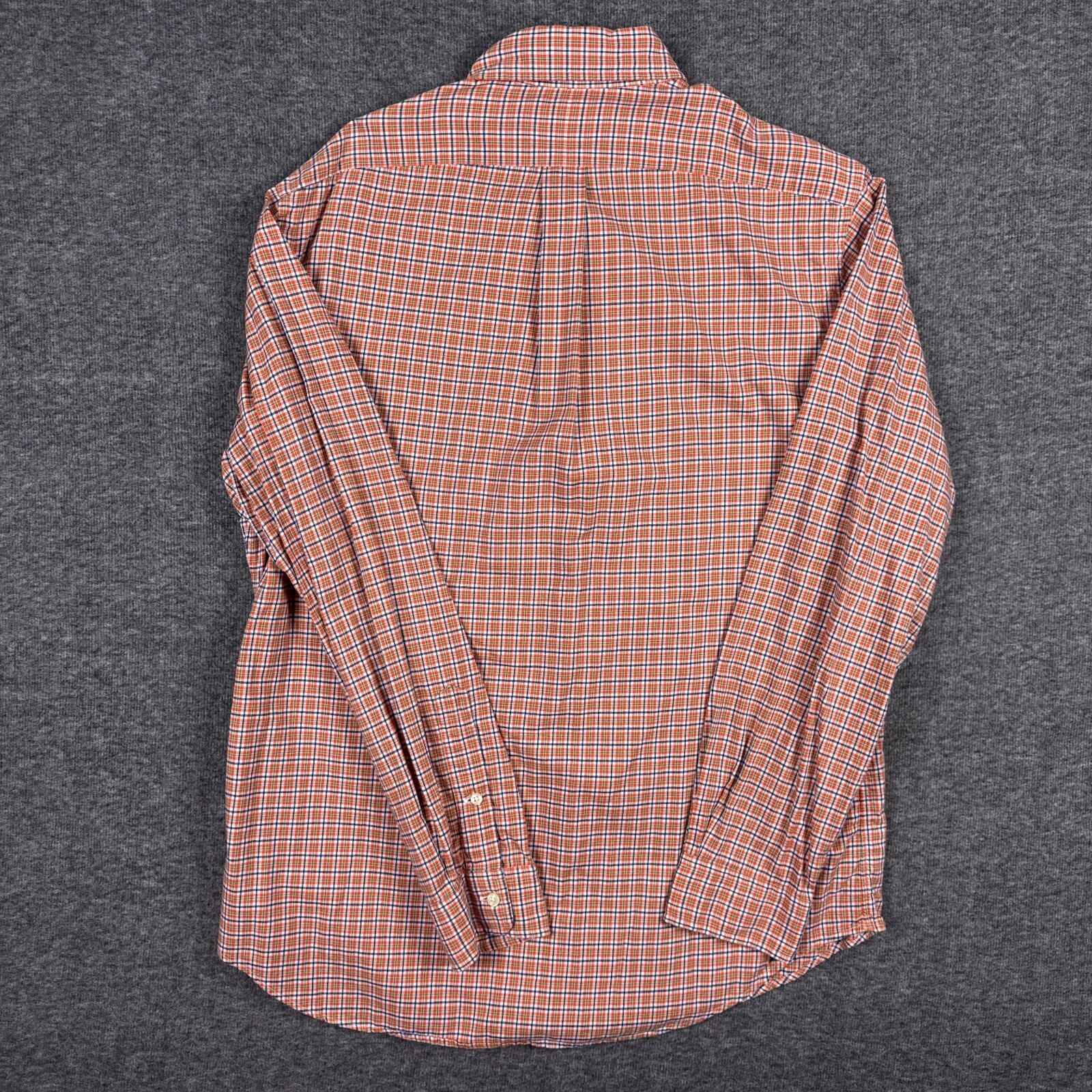 Polo Ralph Lauren Shirt Mens Large Orange Plaid 100% Cotton Casual Green Pony thumbnail 9