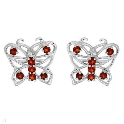 925 STERLING SILBER 1,87 CTW GRANAT & DIAMANT SCHMETTERLING GROSSE OHRSTECKER