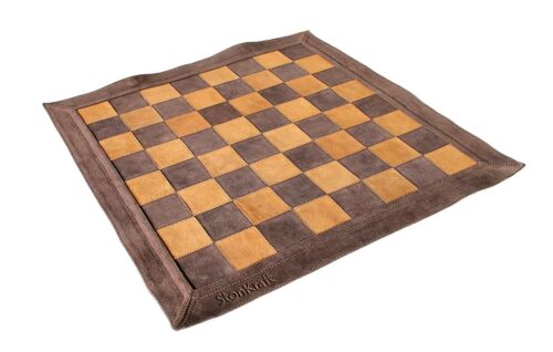 19"x19" VINTAGE STYLE GENUINE LEATHER ROLL UP CHESS BOARD / TOURNAMENT CHESS - Picture 1 of 4