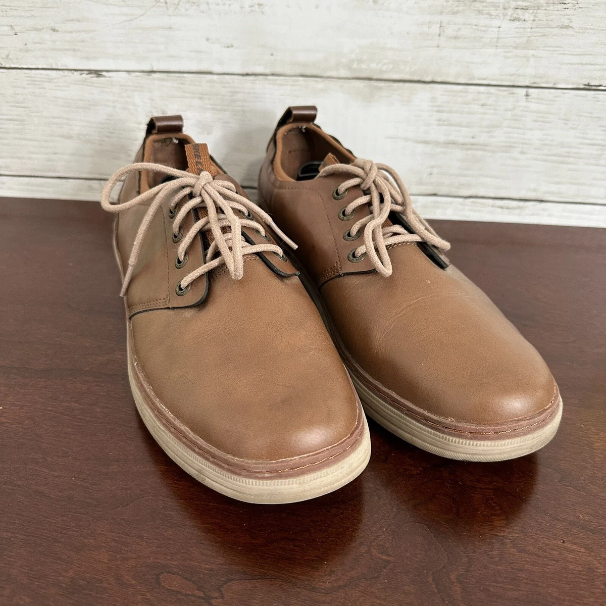 Skechers Men s 10 Brown Heston Rogic Oxford Leather Air Cooled Memory Foam Shoes