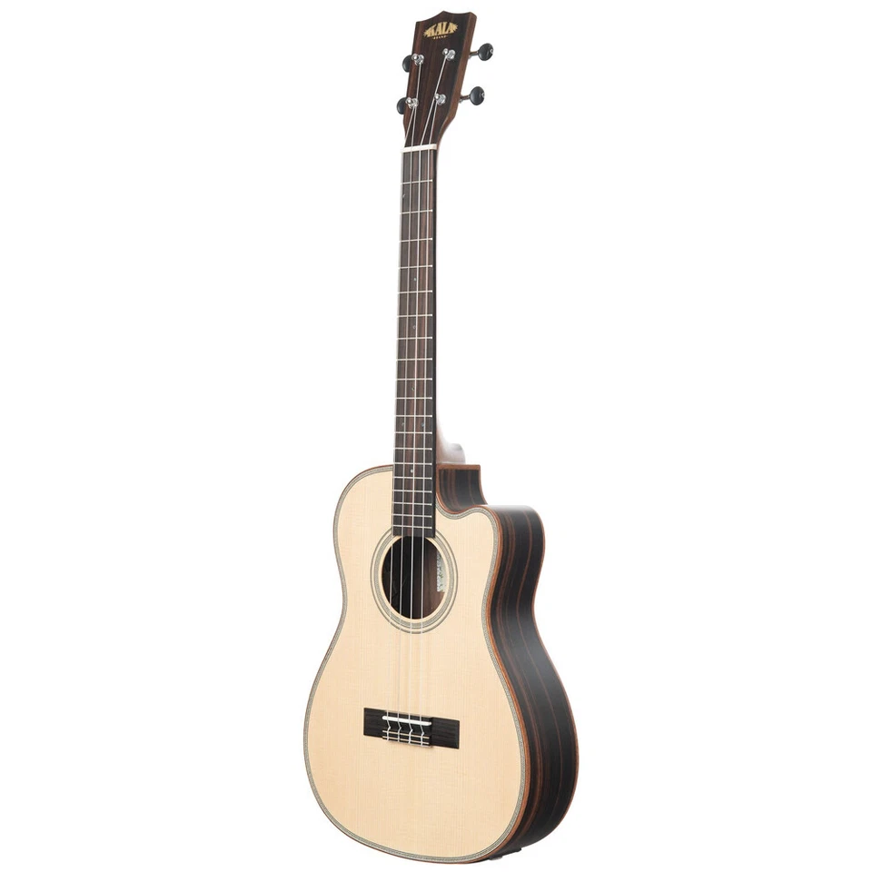 Kala Solid Spruce Top Striped Ebony Cutaway Baritone Acoustic Electric Ukulele - Image 4 of 4