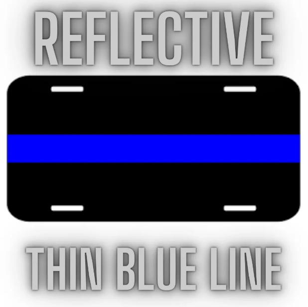 Reflective Thin Blue Line License Plate Tag Support LEO Police - Foto 5