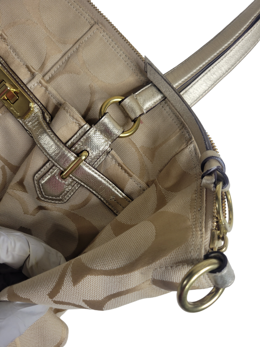 Coach Chelsea C1176-17820 Women's Beige Double Handles Signature