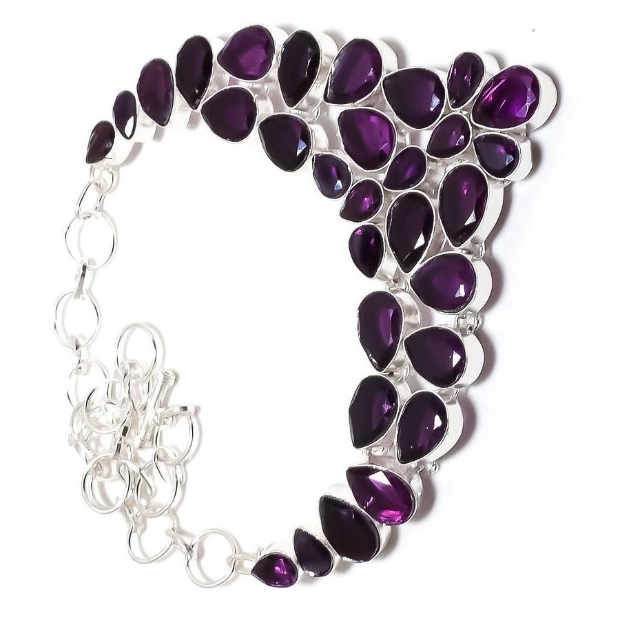 Halsreif Afrikanischer Amethyst Edelstein Sterling Silber Kette Halskette Anh... - Bild 4 von 4