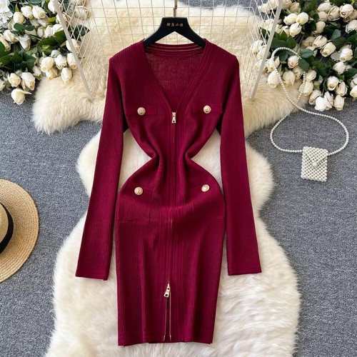 Robe Fourreau Liz Claiborne Rouge - Taille 4P (petite) - Manches Longues - Pour Occasion Formelle/vacances - Occasion Très Bon état