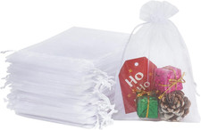 100pcs White Organza Bags, 4x6 inch Mesh Bags Drawstring Gift Bags Jewelry Pouch