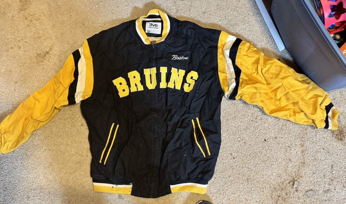 Vintage Boston Bruins Jacket Mens XL Black NHL Hockey Mirage