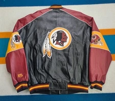 Vintage Washington Redskins G-III Leather Jacket Bomber Commanders Quilted XL
