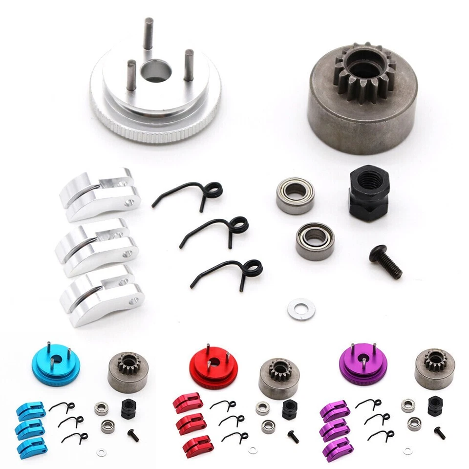 1set Clutch Bell 14T Gear Flywheel Cone & Engine Nut for 1/8 RC Model Nitro Car - Image 3 of 4