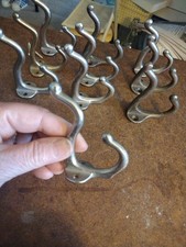 Matching Set of 10 Vintage Metal Hooks Coat Hat Robe Apron w/ 2 Screw-Holes