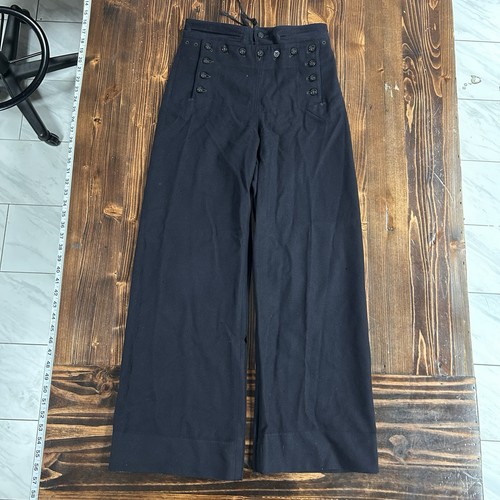 Vintage 1940s WWII US Navy Crackerjack 13 Button Sailor Wool Flared Pants 28x29