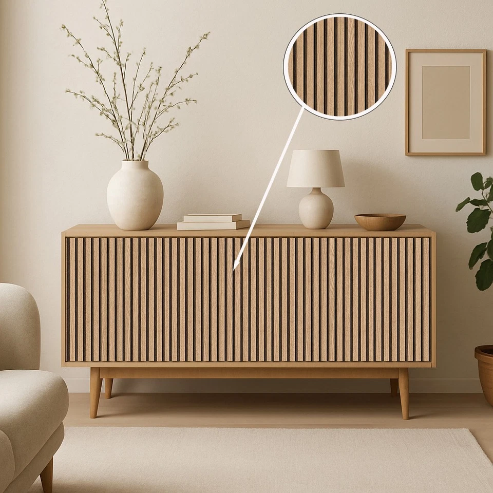 Self Adhesive Wallpaper Brown Acoustic Panel Scandi Wood Effect for Walls and Furniture - Image 4 of 4