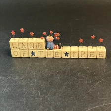 Blossom Bucket Suzi Skoglund America Land Of The Free Sign Figurine Girl Stars