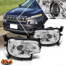 For 14-18 Jeep Cherokee OE Style Chrome Housing Clear Lens Projector Headlights