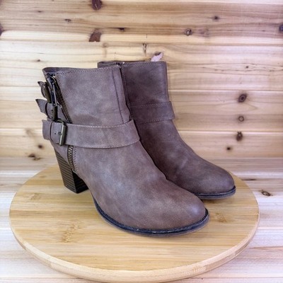 Madden Girl Boots Womens 9M Brown Wickker Zip Up Buckle Ankle Booties