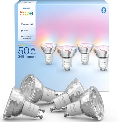 Philips Hue White Ambiance Essential GU10 4er Pack Eco Verpackung Bluetooth LED