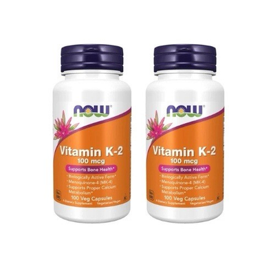 #ad 2 Pack NOW FOODS Vitamin K 2 100 mcg 100 Veg Capsules Exp 6 27 $26.80