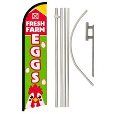 Farm Fresh Eggs Windless Banner Swooper Advertising Flag Kit Farmer Eggs