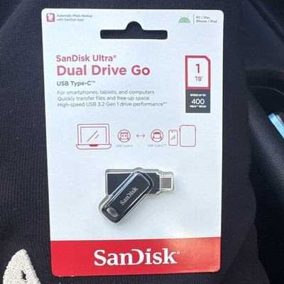 SanDisk Ultra Dual Drive Go 1TB USB Flash Drive USB-C/USB-A 400MB/s Black
