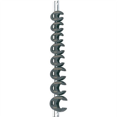 Draper 61034 metrisch Krähenfußschlüssel-Set auf einer Metallschiene 3/8'' Quadratmeter Dr. 8 Stück