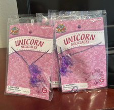 Plastic Unicorn Pendant Necklaces - Purple - Set of 6