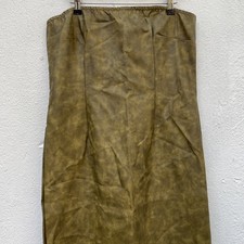 Pretty Little Thing Curve Faux Leather Dress Womens 14 Large Green Full Length