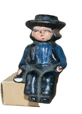 Replacement Lead Amish Boy Sitting On Bench  Village Accessory