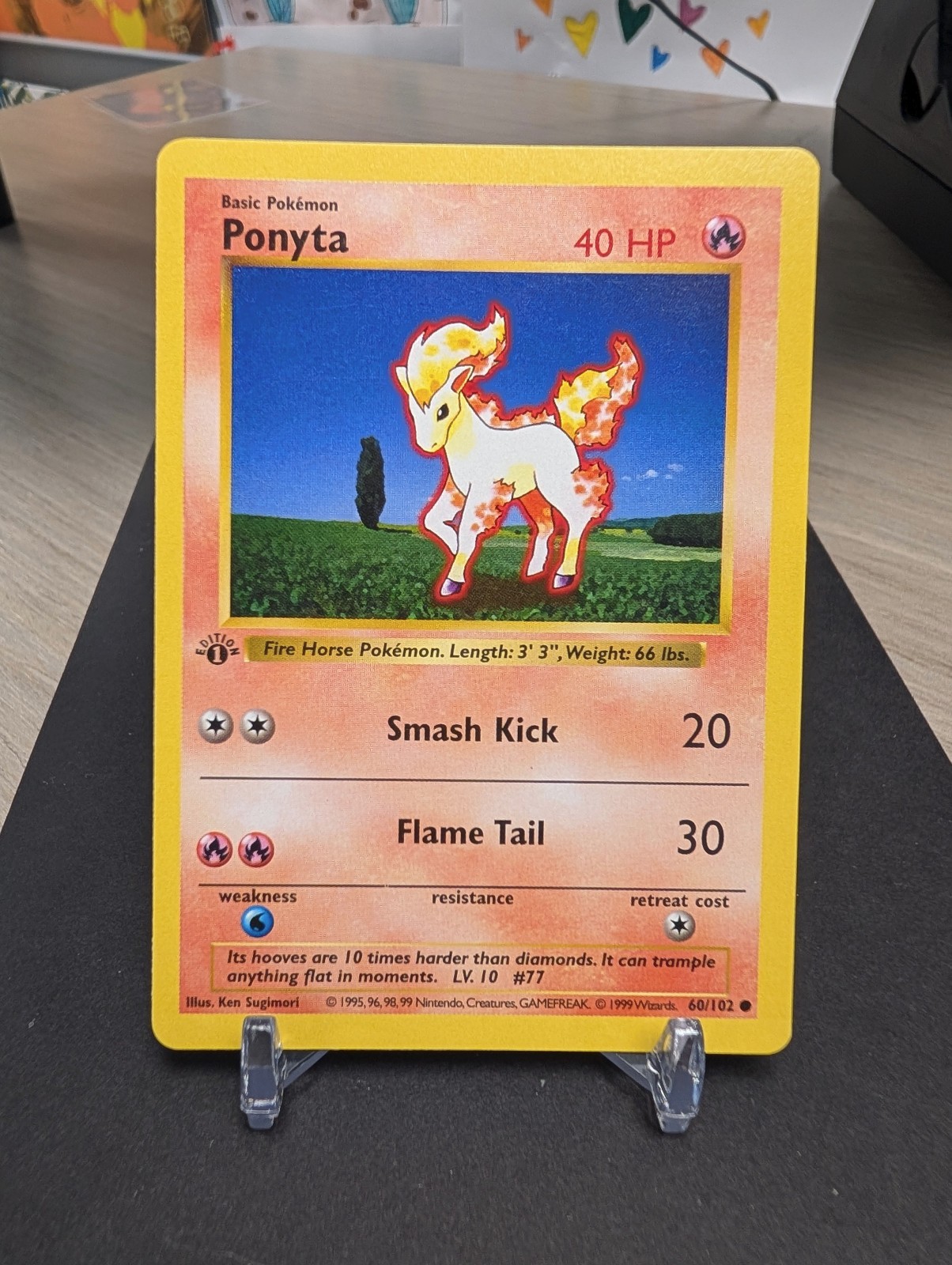 Pokemon Ponyta 1st edition base set 60/102 NM WOTC Rare Vintage 1999 Shadowless