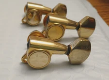 3 Gold Inline Mini Tuners Tuning Pegs  Work Well  Unknown Maker