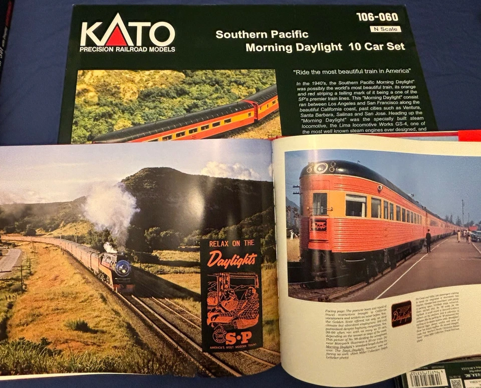Kato N Southern Pacific Morning Daylight 10 Car Passenger Set 106-060 W/book - Image 2 of 4