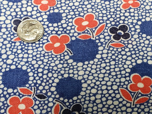 BEST Vintage Feedsack Flour Sack Fabric WWII Era Red Blue Floral Quilt Remnant