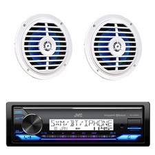 JVC KD-X38MBS Marine Stereo Bluetooth Receiver, 2x 5.25" 100W Boat Speakers