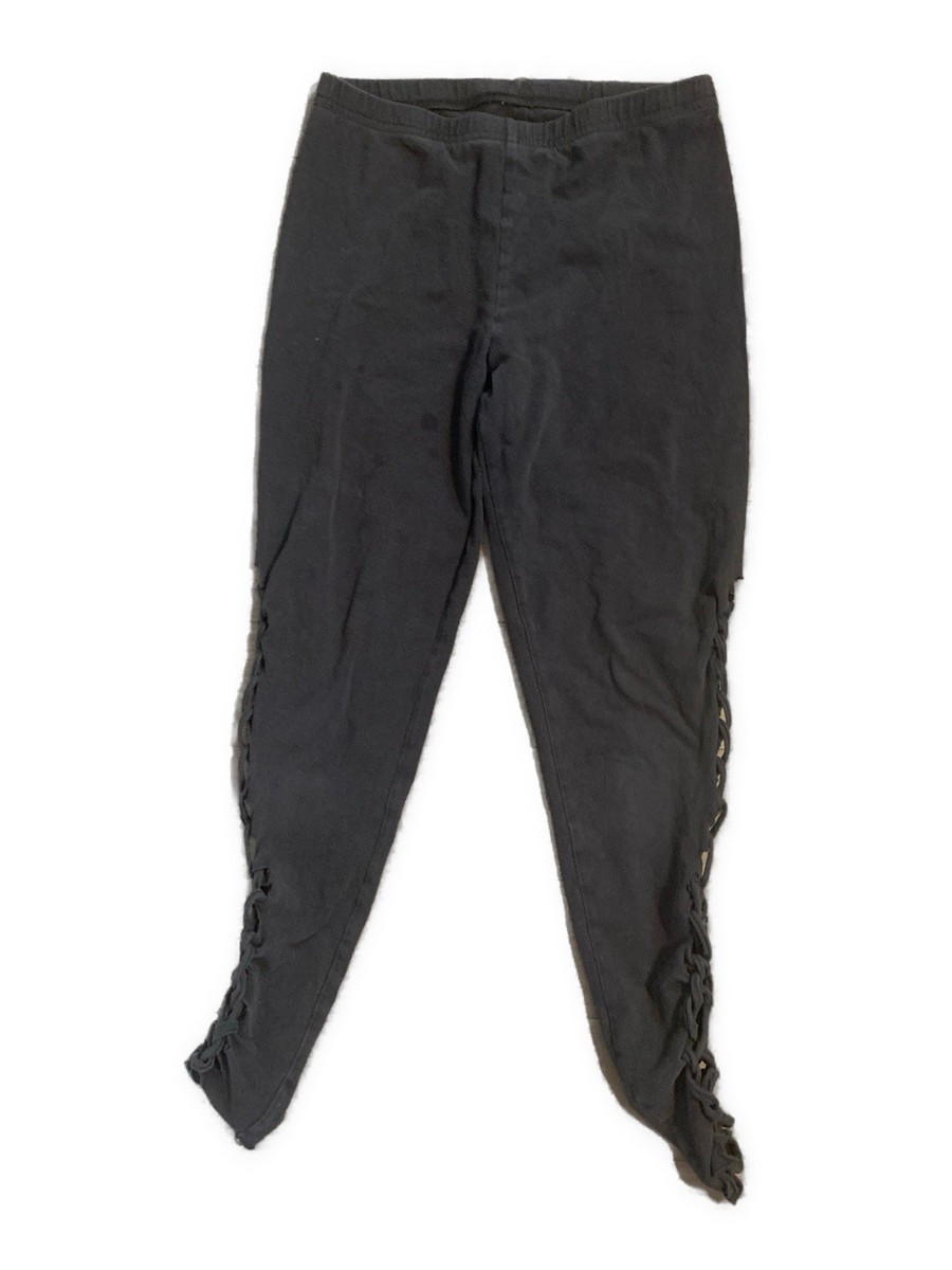 American Apparel Womens Solid Black Side Lace Up Leggings Small