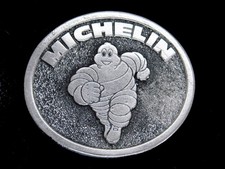 UC17155 VINTAGE 1970s  MICHELIN  TIRE COMPANY ADVERTISEMENT BELT BUCKLE