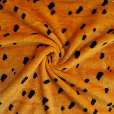 Double Sided Supersoft Cuddle Fleece Fabric Material BLACK BLOTCHES ON ORANGE