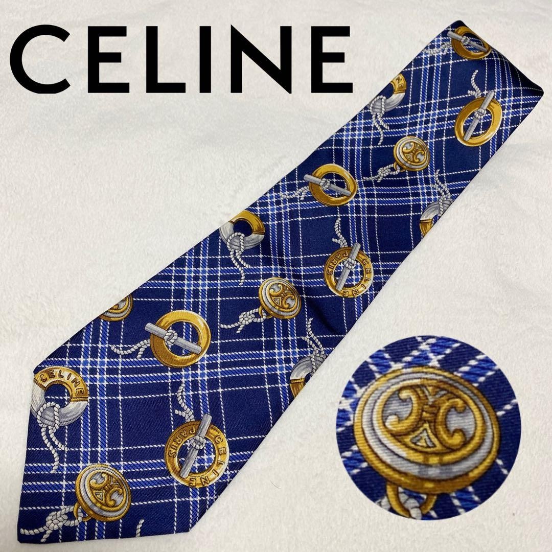 Celine Macadam Cuff Pattern Blue Check Nearly Unu… - image 1