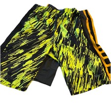 Nike Dri-Fit Shorts Youth Boys L  2 Pairs Neon Green Black & Gray Orange