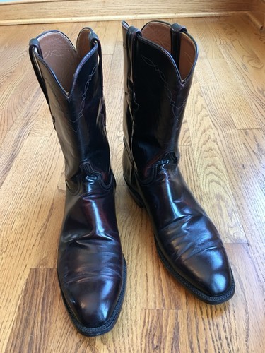 Lucchese L1501 Handmade Men's Western Roper Boots - Black Cherry Size 11 D