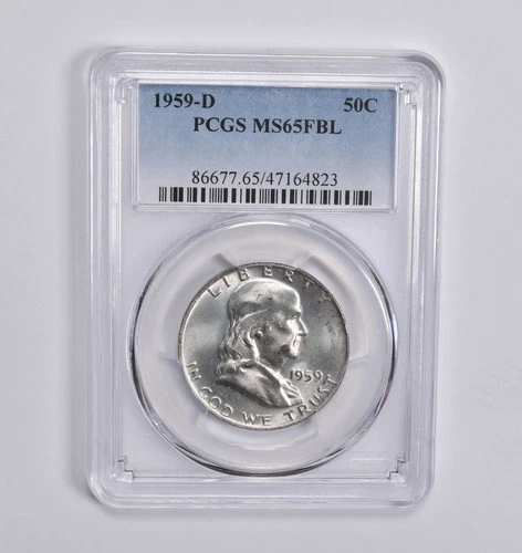 MS65 FBL 1959-D Franklin Half Dollar PCGS Blue Label *3585