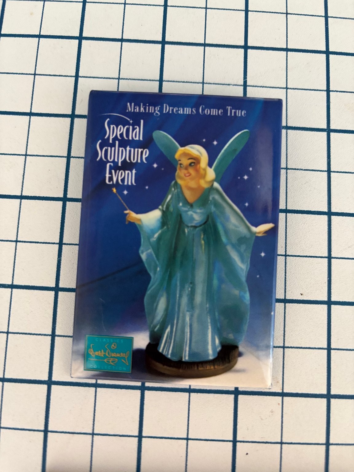 Walt Disney Tinkerbell Fairy Godmother Disneyana Button Special Sculpture Event