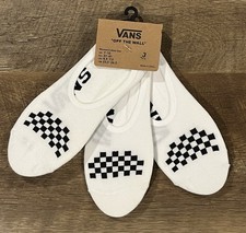 New VANS Socks Women 7-10 Liner Checkered 3 Pack No Show White