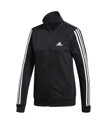 Adidas Womens Three Stripe Track Jacket Sweatshirt, black, S