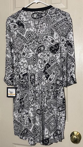 Ellen Tracy Split-Neck Printed Knit Sleepshirt Nightgown Short Gown small NWT - Picture 6 of 7