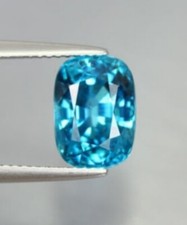 BLUE ZIRCON 6 x 4 MM CUSHION CUT ALL NATURAL BEAUTIFUL BLUE COLOR AAA