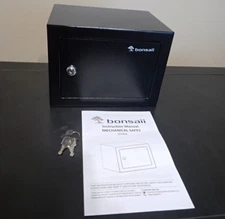 Safe Box with Key Lock Steel Construction Money Safe Box 0.22 Cubic Feet Sm, NEW